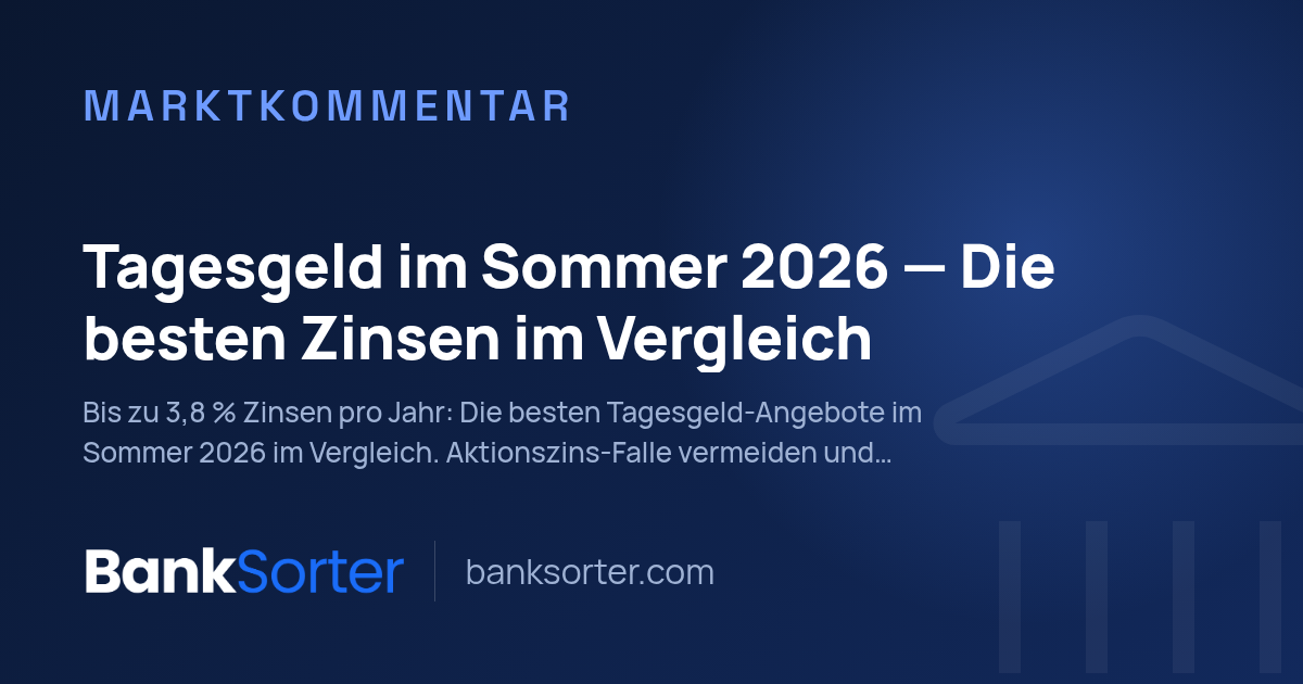 Tagesgeld im Sommer 2026 — Die besten Zinsen im Vergleich